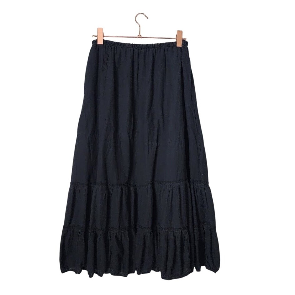 JENNIFER TAYLOR VTG Tiered Maxi Skirt pull on Whimsigoth Boho Cottagecore M